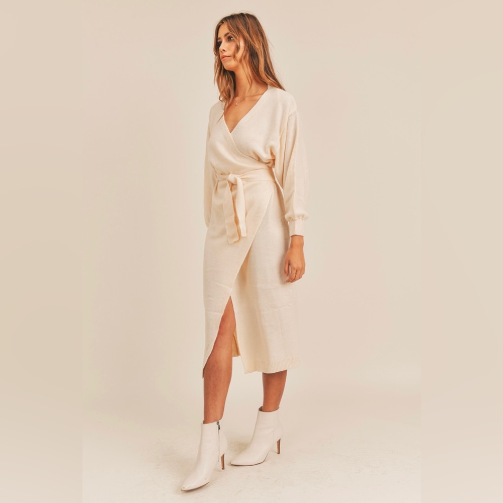 NWT Alice Cardigan Sweater Dress In Ivory - Picture 3 of 4